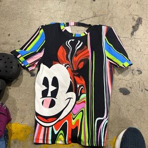 Desigual Disney Mickey Mouse Colorful Graphic T-Shirt Psychodelic NWT Rare